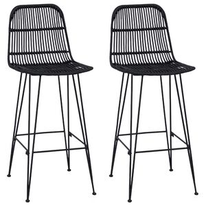 vidaXL Barstol 2 stk. Svart 44 x 55 x 109 cm Rattan og St&aring;l