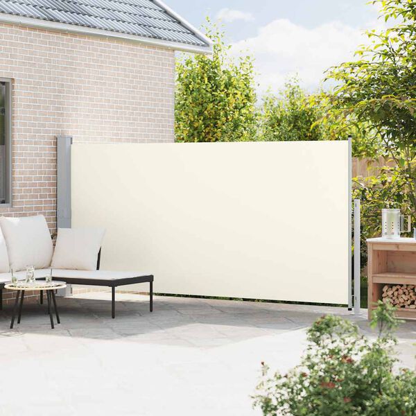 vidaXL Uttrekkbar sidemarkise 180x500 cm kremhvit