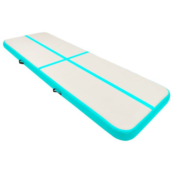 vidaXL Oppbl&aring;sbar gymnastikkmatte med pumpe 500x100x15 cm PVC gr&oslash;nn