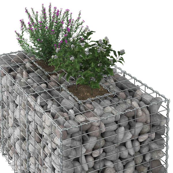 vidaXL Gabion hevet seng s&oslash;lv 100 x 60 x 55 cm Galvanisert St&aring;l