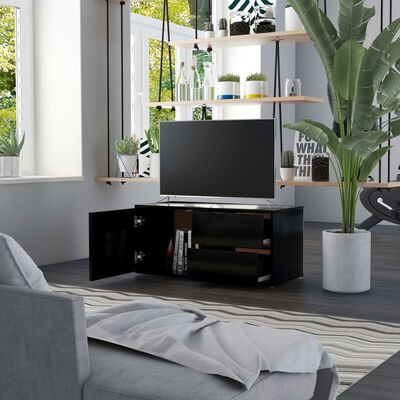vidaXL TV-benk svart 80x34x36 cm sponplate