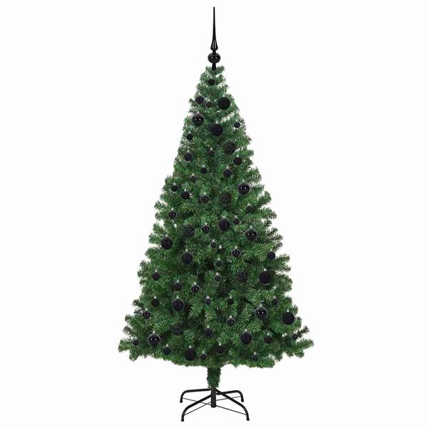 vidaXL Kunstig juletre med 300 LED gr&oslash;nn 180 cm PVC og St&aring;l og Plast