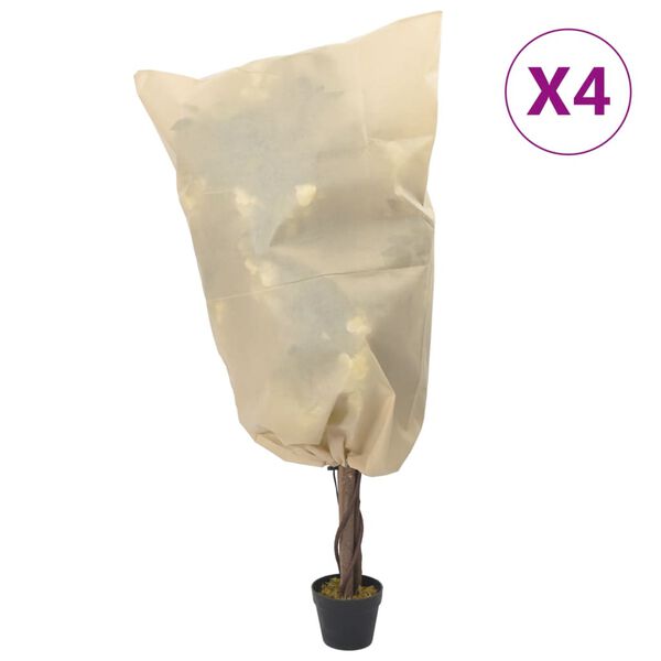 vidaXL Plantefleecetrekk med snor 4 stk 70 g/m² 0,8x0,8 m