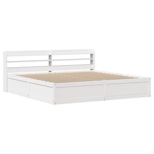 vidaXL Sengeramme med hodegavl hvit 200x200 cm heltre furu