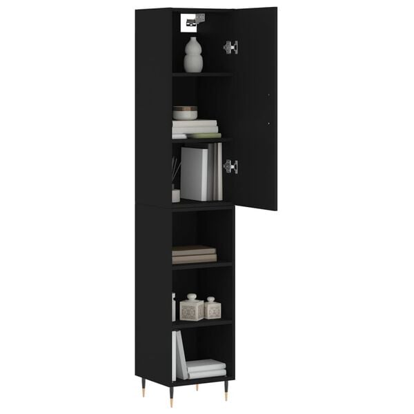 vidaXL Highboard svart 34,5x34x180 cm konstruert tre