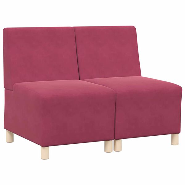 vidaXL Modul Sofa Enhet Armfri 2 pcs Vinrød 55 x 74 x 82 cm Fløyel