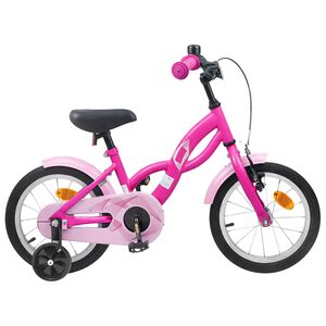 vidaXL Barnesykkel 12 Tommer for 2-4 &aring;r gammel M&oslash;rk rosa