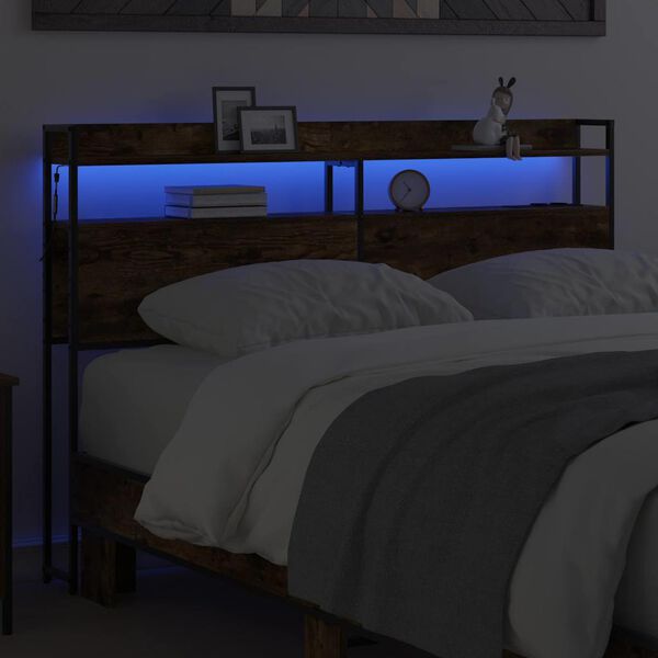 vidaXL Hodegavl med hylle med lagring R&oslash;kt eik 120 cm Konstruert tre