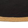 vidaXL Teppe flettet svart og naturlig 150 cm jute og bomull rund