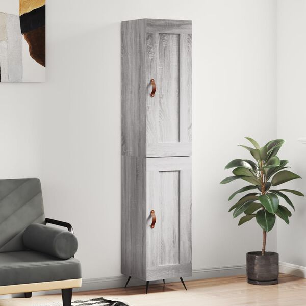 vidaXL Highboard gr&aring; sonoma 34,5x34x180 cm konstruert tre