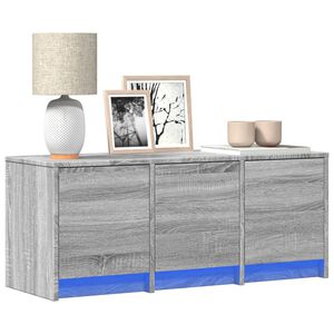 vidaXL TV-benk med LED gr&aring; sonoma 97x34x40 cm konstruert tre
