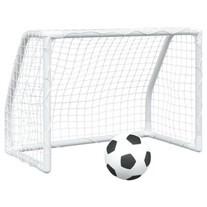 vidaXL Fotballm&aring;l for barn 2 stk med ball hvit 64x35x48 cm metall