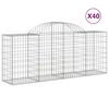 vidaXL Gabionkurver buede 40 stk 200x50x80/100 cm galvanisert jern