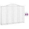 vidaXL Gabionkurver buede 9 stk 200x30x140/160 cm galvanisert jern