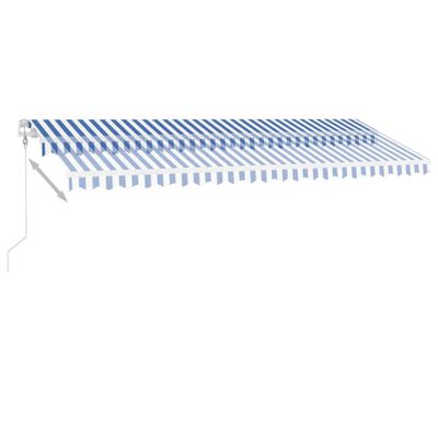 vidaXL Automatisk markise med vindsensor og LED 500x300 cm blå og hvit