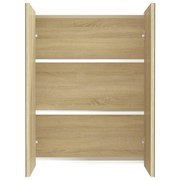 vidaXL Speilskap til bad 60x15x75 cm MDF hvit og eik