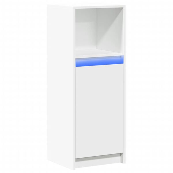 vidaXL Skjenk med LED hvit 38x34x100 cm konstruert tre