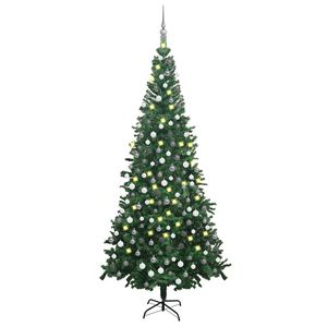 vidaXL Forh&aring;ndsbelyst kunstig juletre med kulesett L 240 cm gr&oslash;nn