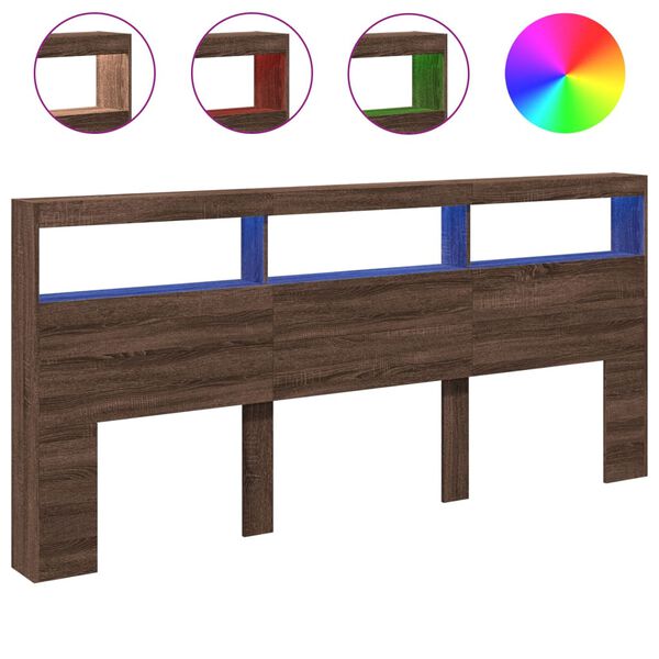 vidaXL Hodegavl skap med LED brun eik 220x17x102 cm