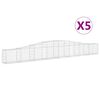 vidaXL Gabionkurver buede 5 stk 400x30x40/60 cm galvanisert jern