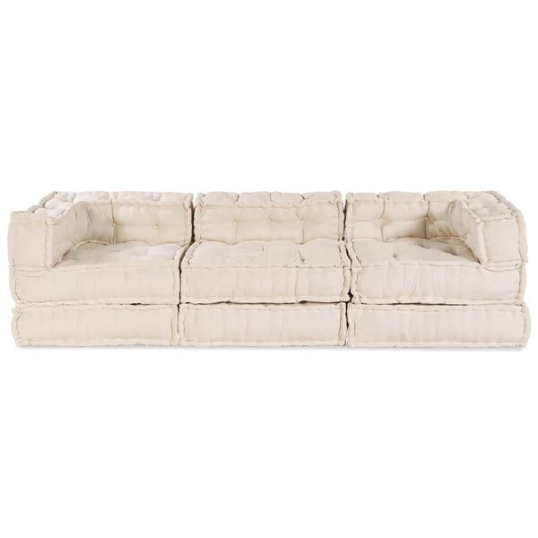 vidaXL Modulsofa 3 pcs Krem stoff