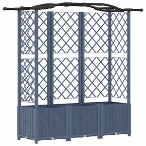 vidaXL Hevet Bed med Trellis og Tak Gr&aring; 163 x 40 x 141 cm PP