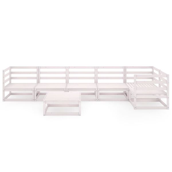 vidaXL Hagesofagruppe 7 deler hvit heltre furu