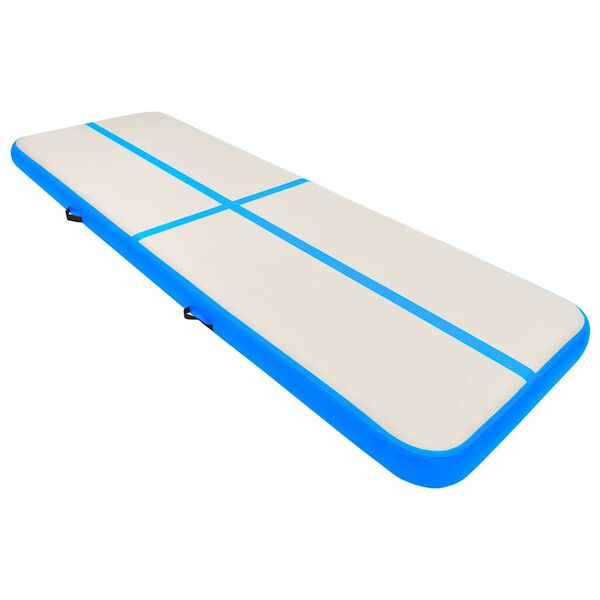 vidaXL Oppbl&aring;sbar gymnastikkmatte med pumpe 500x100x15 cm PVC bl&aring;