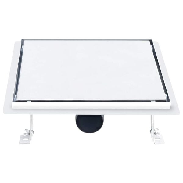 vidaXL Dusjavl&oslash;p 2-i-1 flatt og sluk for flis 28x28 cm rustfritt st&aring;l