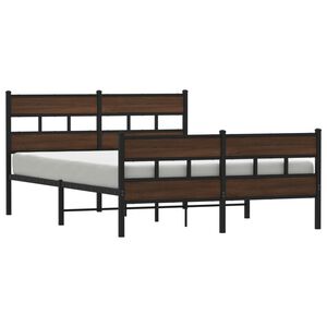 vidaXL Sengeramme i metall uten madrass brun eik 150x200 cm