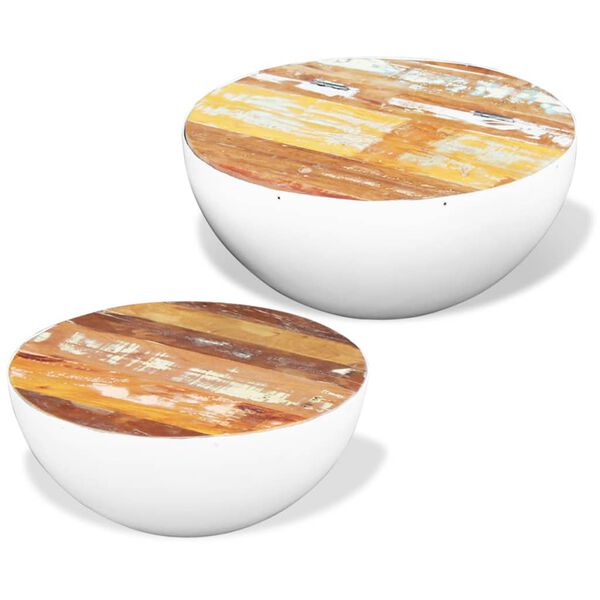 vidaXL Bolleformede salongbord 2 stk gjenvunnet heltre