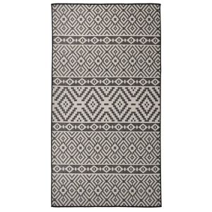 vidaXL Utend&oslash;rs flatvevd teppe 80x150 cm svart striper
