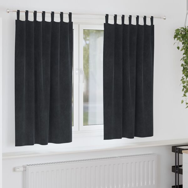 vidaXL Gardiner med gardiner 2 pcs Svart 140 x 175 cm Fløyel