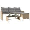 vidaXL Hagesofa med bord og puter L-formet blandet beige polyrotting