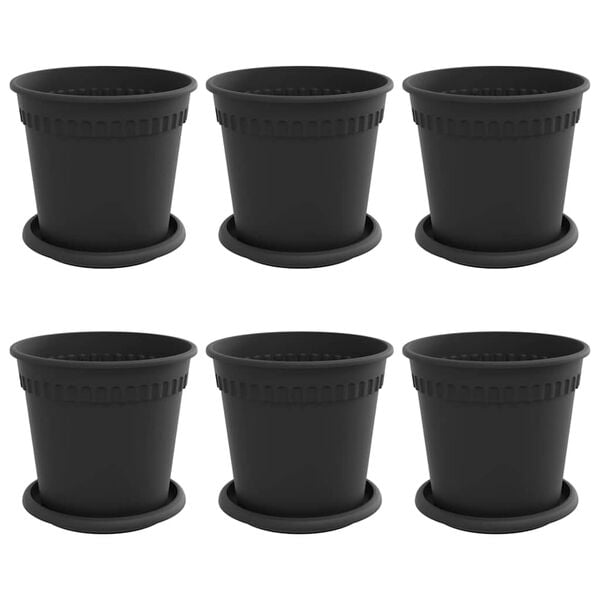 vidaXL Plantepotter 6 pcs Svart &Oslash; 17 x 14 cm Plast
