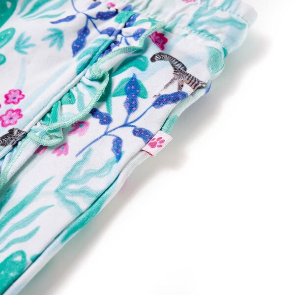 Barneshorts med snor ecru og m&oslash;rkemynte 140