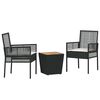 vidaXL Hage Bistro Sett 3 pcs Svart polyrotting