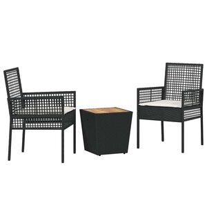 vidaXL Hage Bistro Sett 3 pcs Svart polyrotting