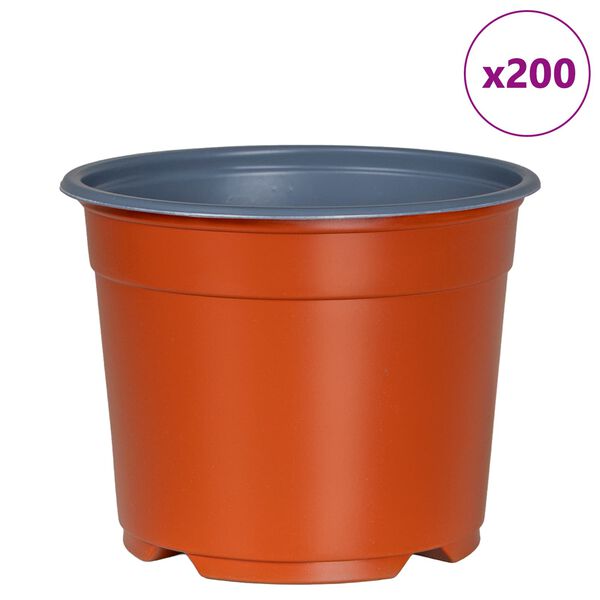 vidaXL Blomsterpotte 200 pcs Terrakotta &Oslash; 15 x 12.5 cm Plast