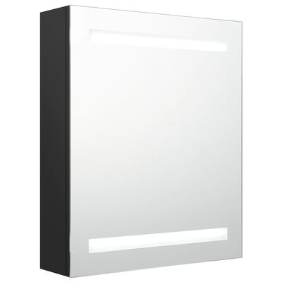 vidaXL LED-speilskap til bad svart 50x14x60 cm