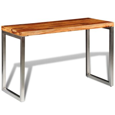 vidaXL Spisebord/skrivepult massivt indisk rosentre med stålbein