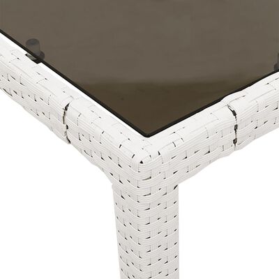 vidaXL Hagebord med glassplate hvit 190x90x75 cm polyrotting