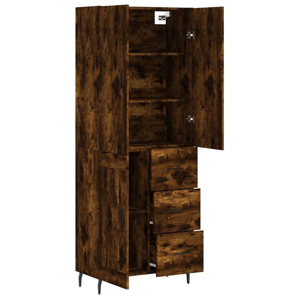 vidaXL Highboard r&oslash;kt eik 69,5x34x180 cm konstruert tre