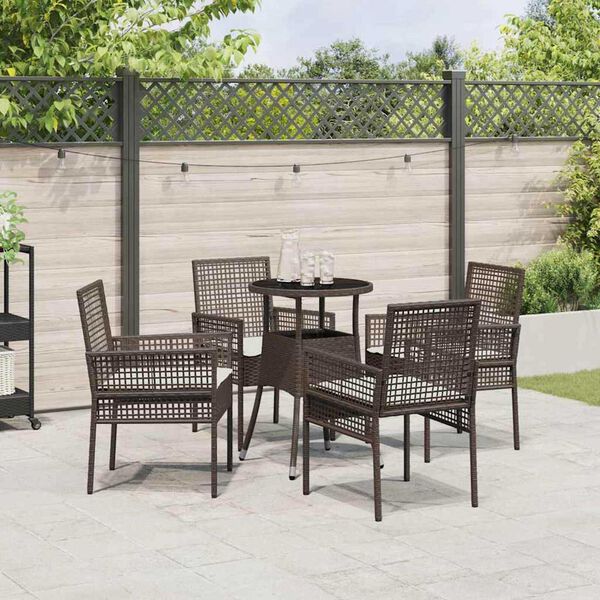 vidaXL Hage Spisegruppe 5 pcs Brun Poly rattan