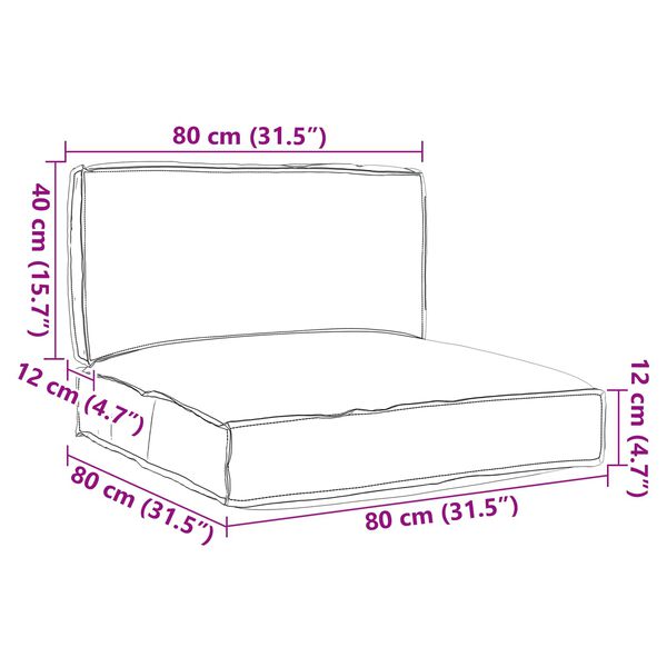 vidaXL Pallet Pute Sett 2 pcs Antrasitt Oxford Stoff
