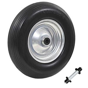 vidaXL Trilleb&aring;rhjul med aksel solid PU 4,00-8 390 mm