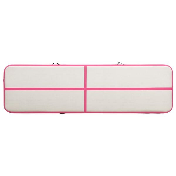 vidaXL Oppbl&aring;sbar gymnastikkmatte med pumpe 600x100x20 cm PVC rosa