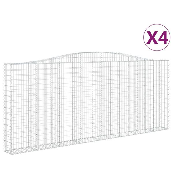 vidaXL Gabionkurver buede 4 stk 400x30x160/180 cm galvanisert jern