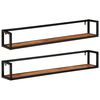 vidaXL Vegghyller 2 stk 110x17x17 cm heltre akasie og jern