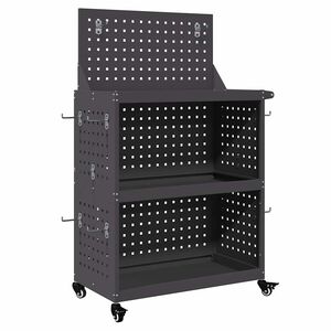 vidaXL Verkt&oslash;ytrolley med hylle Svart 65 x 35 x 111 cm Kaldvalsest&aring;l